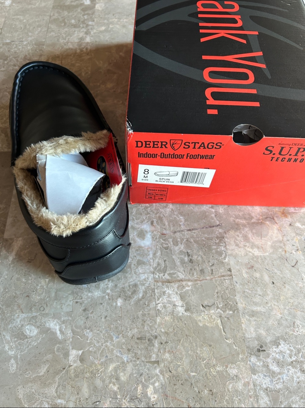 Deer Stags Black Faux-Fur Lined Slip-On slippers